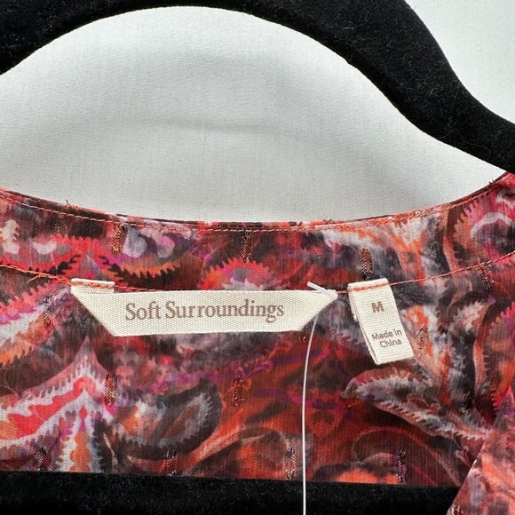 Soft Surroundings Top Sz M Tasha Sheer Tunic Tapestry Floral Paisley Burgundy - Picture 7 of 10